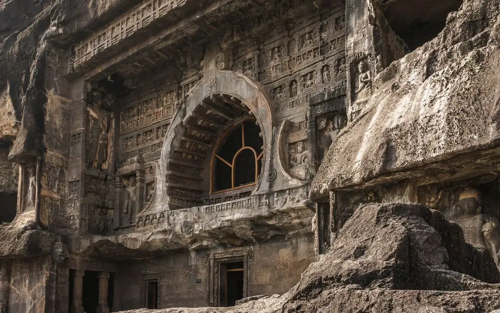 Explore the intricate carvings of the Ajanta Caves, a UNESCO World Heritage site in Maharashtra, India