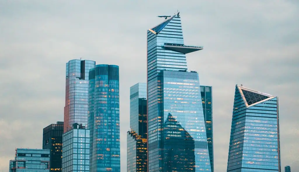 A stunning view of Hudson Yards skyscrapers in New York City displaying modern architecture