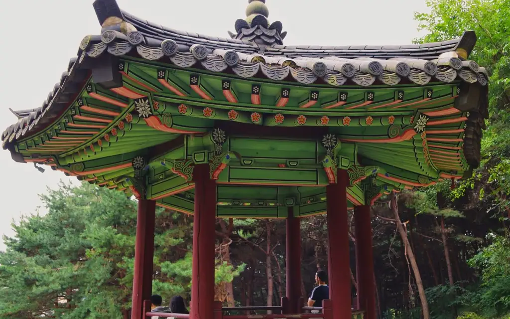 Beautiful traditional Korean gazebo located in a serene park in Suwon, South Korea