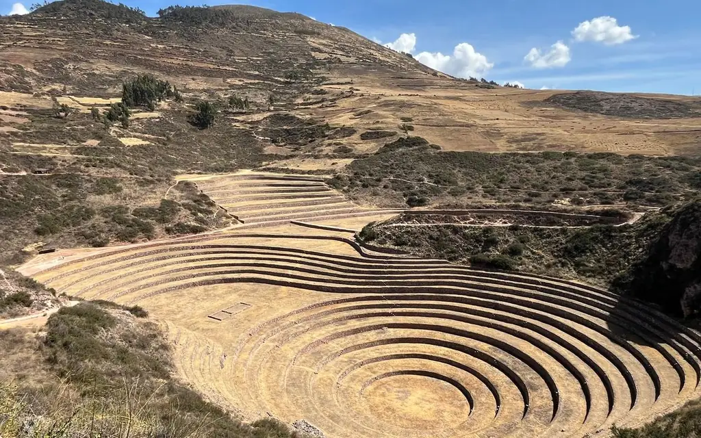 Stunning view of Moray's ancient terraces in Peru's Sacred Valley