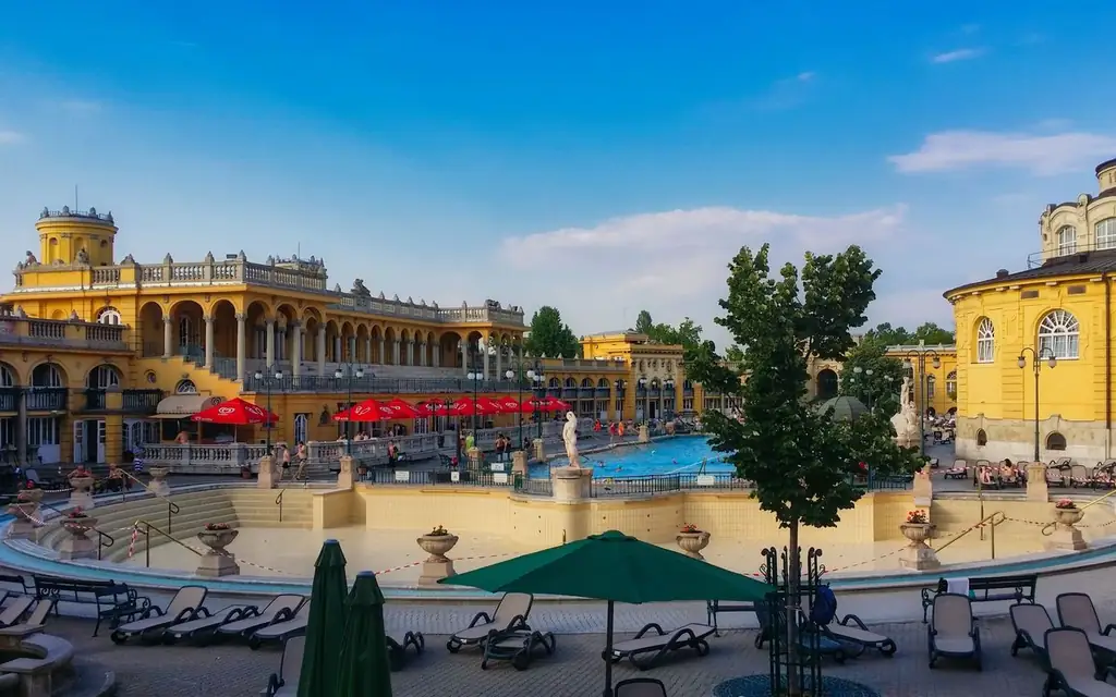 The iconic Széchenyi Thermal Bath with neoclassical architecture and pools in Budapest