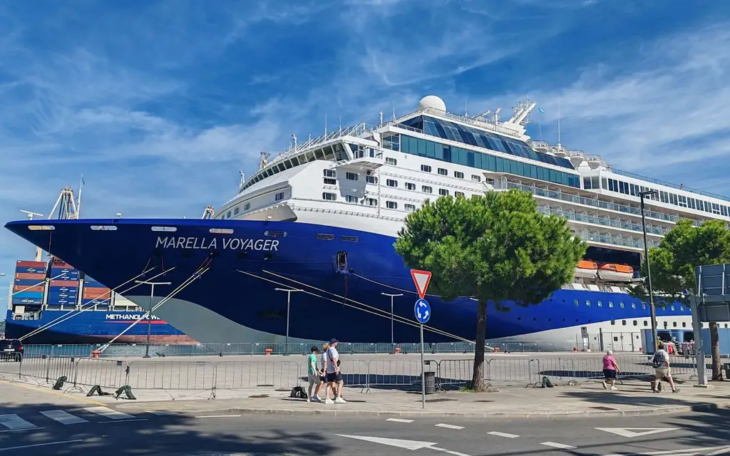 Passengers at a cruise terminal