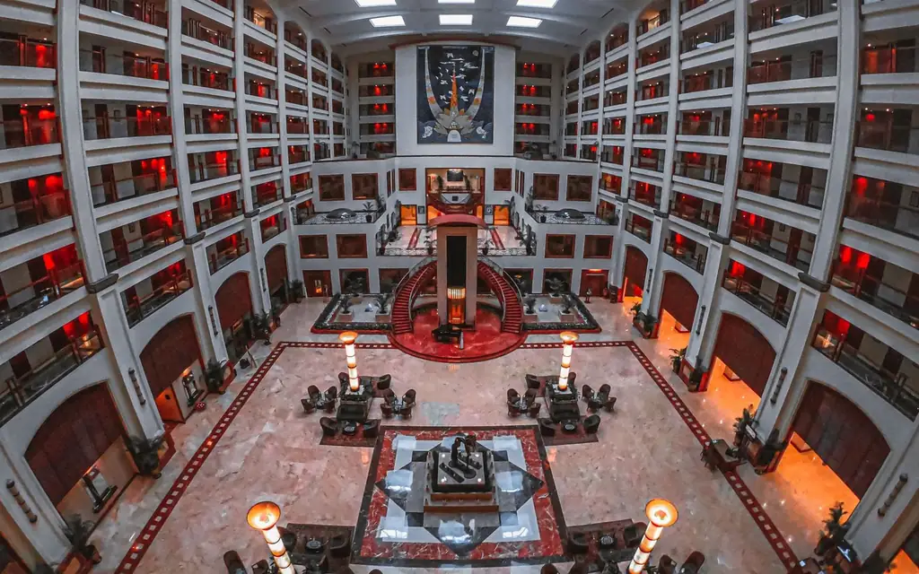 A luxury hotel lobby