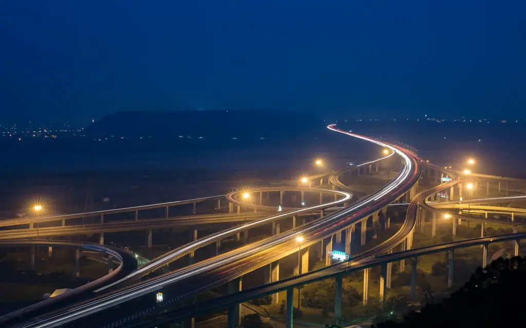 A highway at night