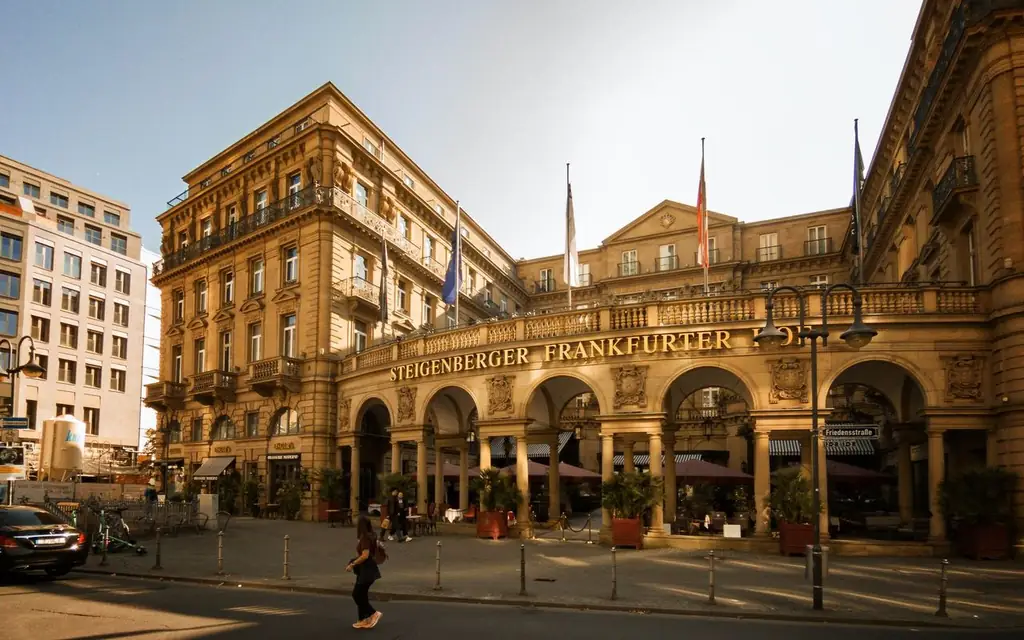 Historic Steigenberger Frankfurter Hof hotel in central Frankfurt, showcasing classic architecture